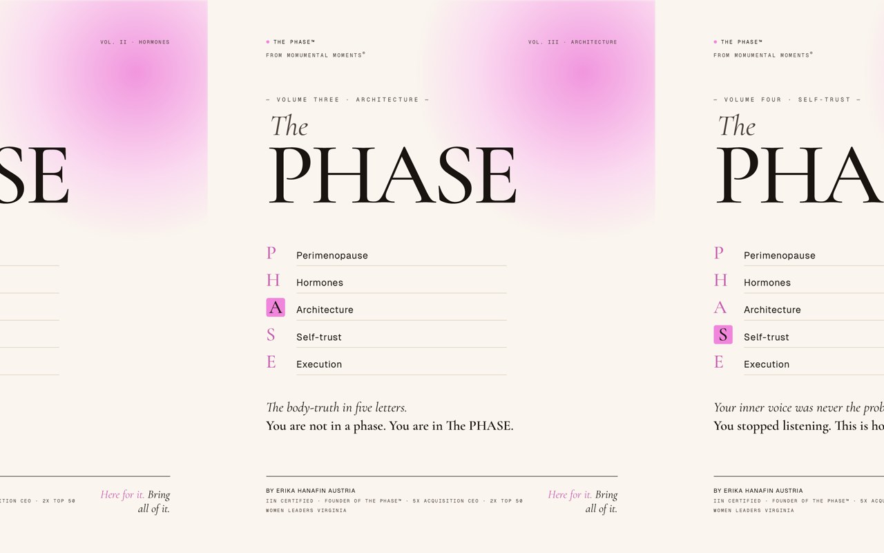 The PHASE™ workbook covers, Volumes I through V.